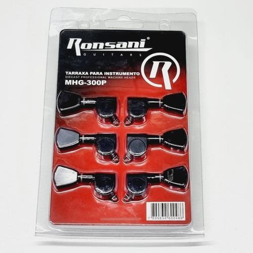 Tarraxa Guitarra Ou Violão Blindada Tulipa Preta Mhg300 3+3