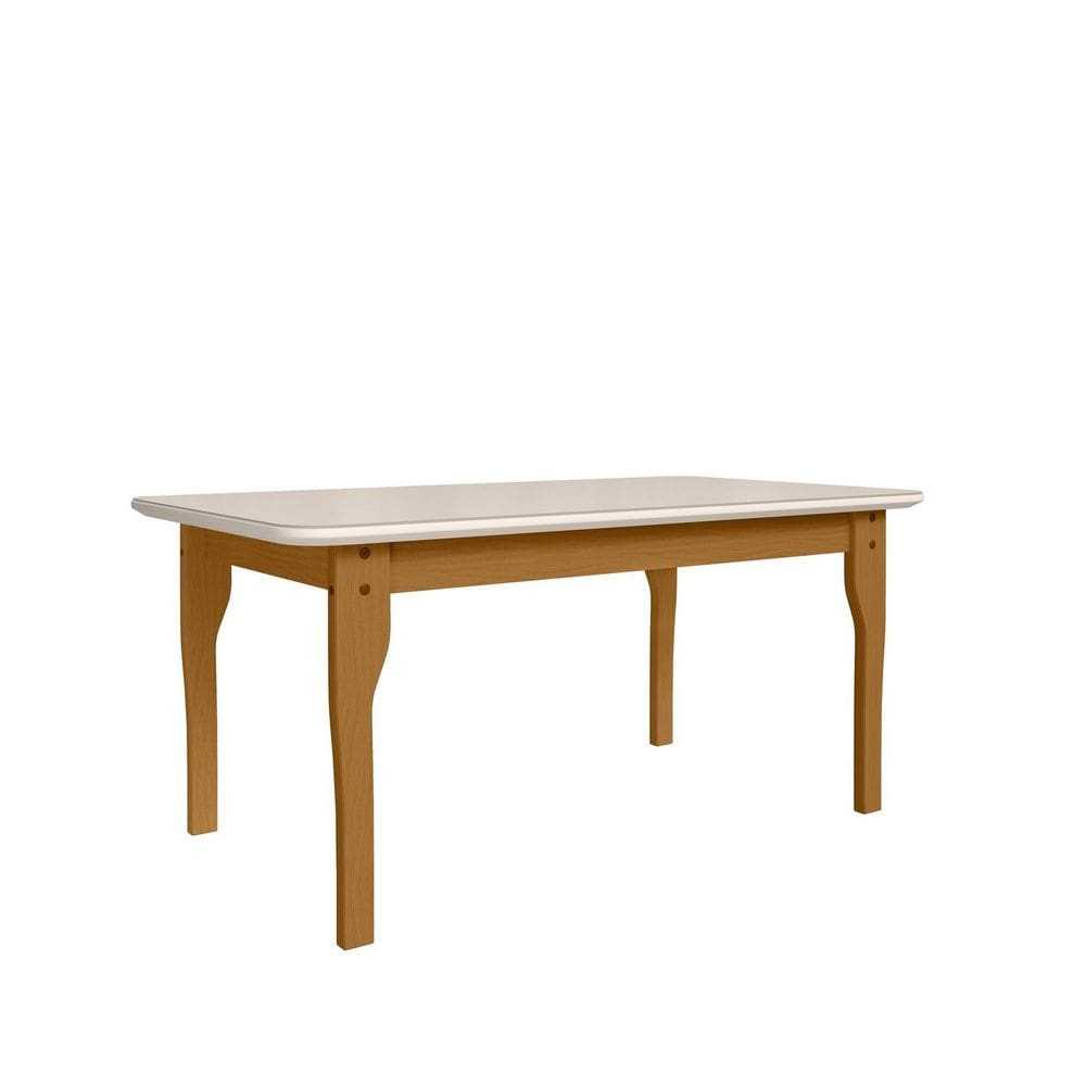 Mesa 160x90cm Tampo Mdf e Vidro Luna Marrom/Off White