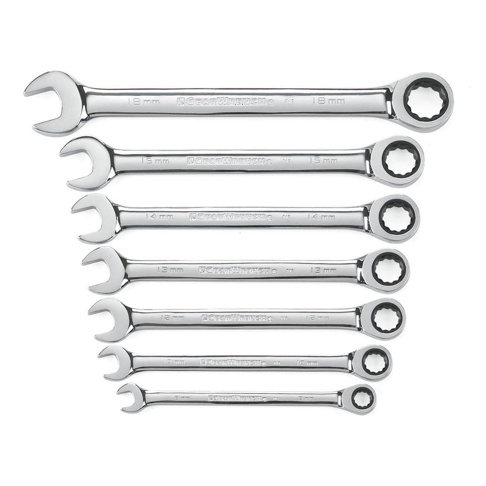 Conjunto de chaves GEARWRENCH 7 peças com catraca métrica 8-18 mm