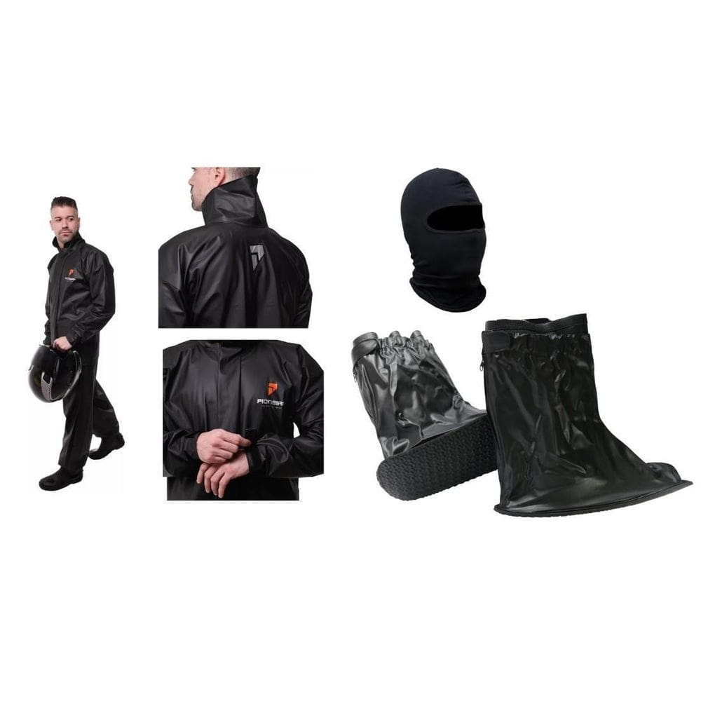 Capa De Chuva Pioneira Pvc + Polainas + Balaclava Tamanho P