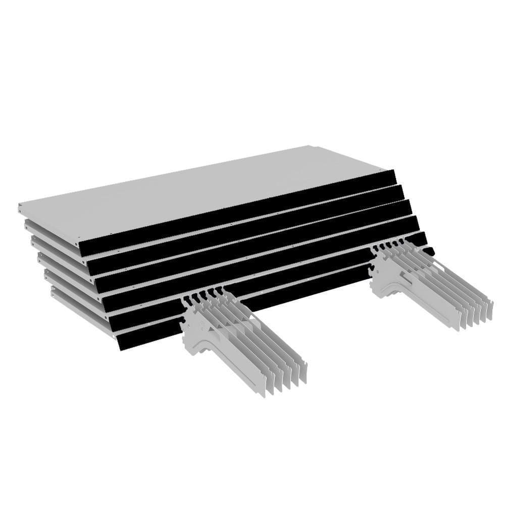 Kit 6 Bandejas Gondola Fit 40 Branco 6X 30X90 Pe Preto