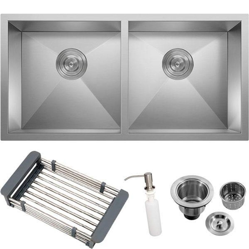 Cuba Dupla Inox 304 Quadrada Gourmet Plana Cozinha 88X40
