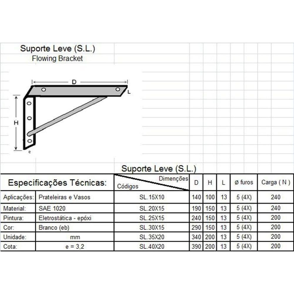 Suporte Leve Com Reforço 35X15 - Risf