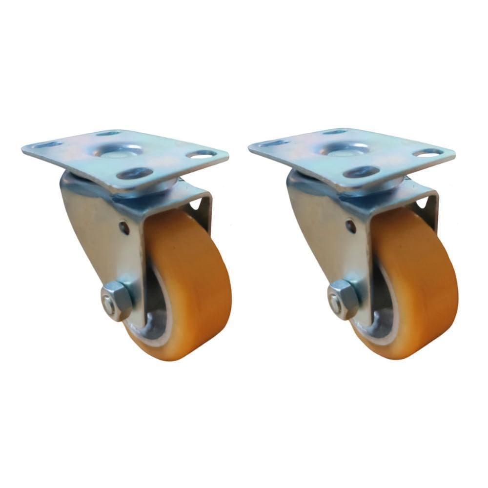 02 Rodizio Reforçado De Poliuretano Placa Giratória 50Mm