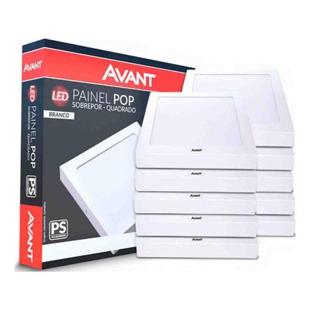 Kit 15 Painel Plafon Led 18W Quadrado Sobrepor 22X22Cm