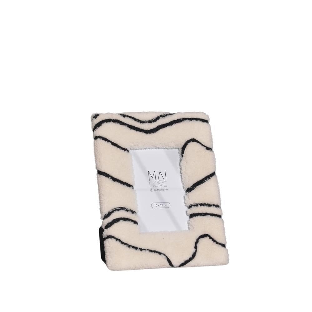 Porta Retrato Wonho Branco/Preto 10X15 Mdf/Pelúcia