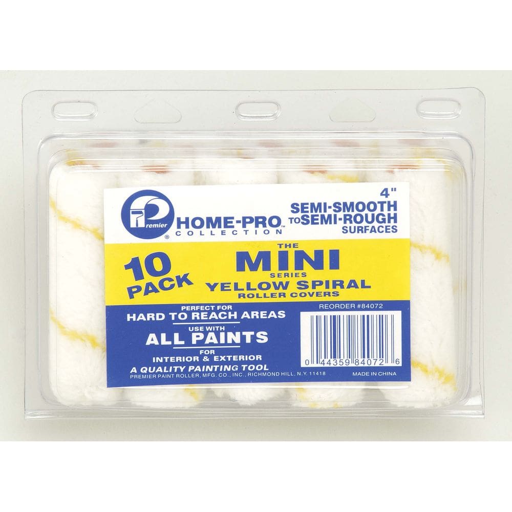 Tampa de rolo de pintura Premier 4” Yellow Spiral, pacote com 10