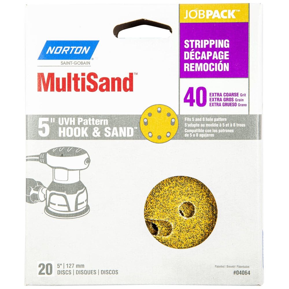 Discos de lixar Norton MultiSand, 5”, 40 Grit, pacote com 20