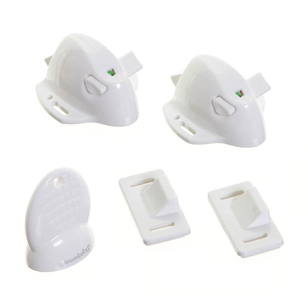 Fechadura de segurança infantil Dreambaby, adesivo magnético, 2 fechaduras, 1 chave