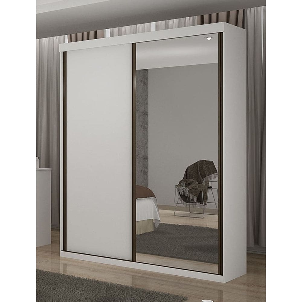 Guarda Roupa Solteiro Espelho 2Portas 3 Gav Búzios-Neve Star