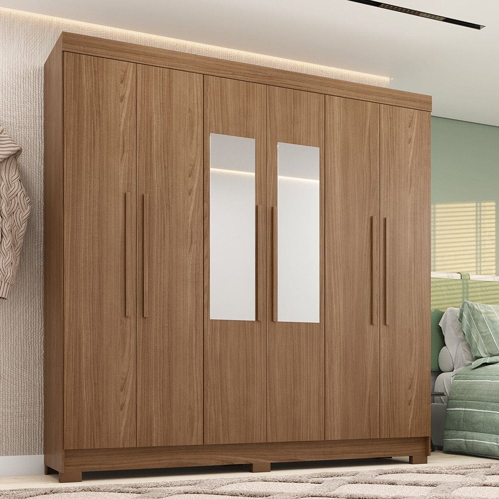 Guarda-Roupa Casal 6 Portas 2 Gavetas Com Espelho 194,40cm Toledo Santos Andira