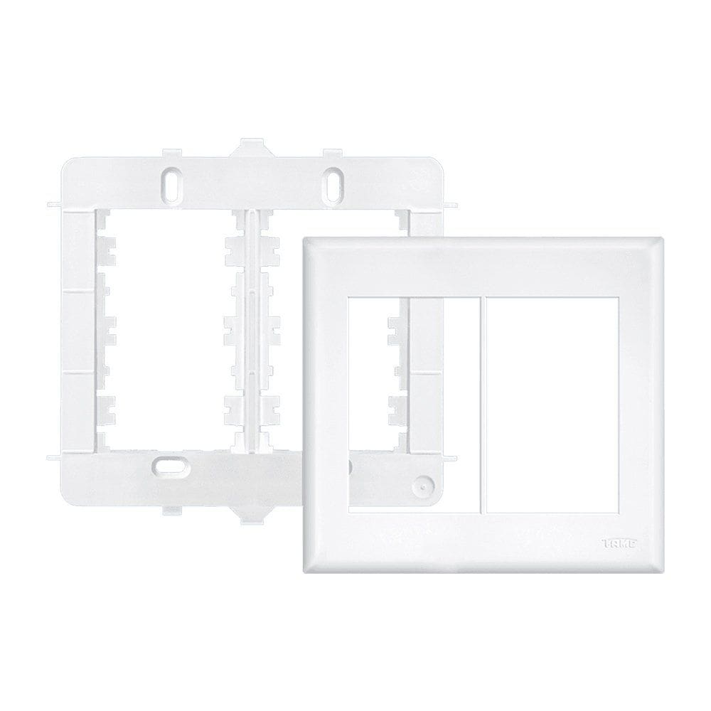 Placa com Suporte Fame Evidence 4x4 para 6 Módulos Horizontais Branca