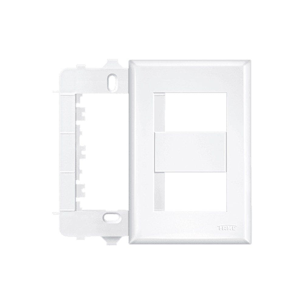 Placa com Suporte Fame Evidence 4x2 para 2 Módulos Distanciados Horizontais Branca