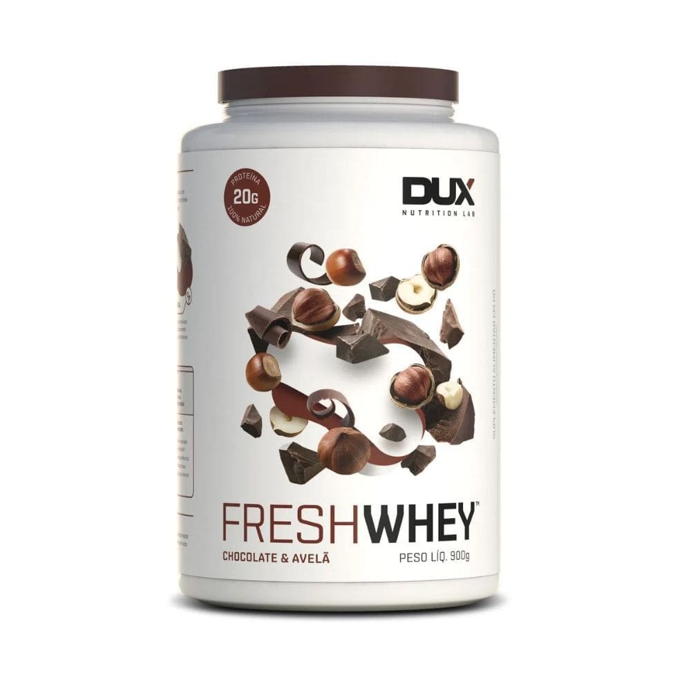 Suplemento Alimentar em Pó Dux Fresh Whey 20g de Proteína Sabor Chocolate e Avelã 900g