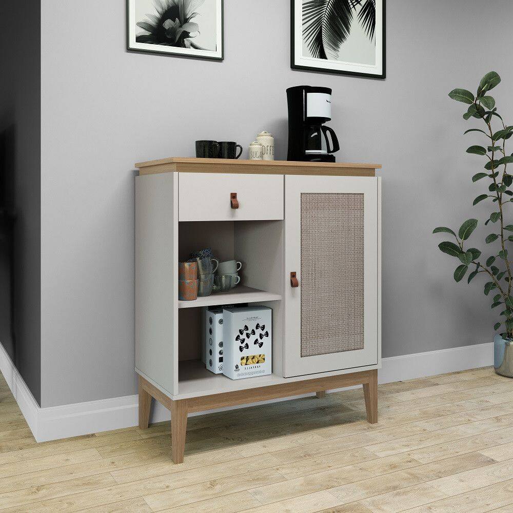 Aparador 1 Porta 1 Gaveta com Pés de Madeira Trama Movelbento