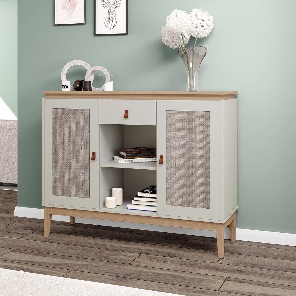 Aparador 2 Portas 1 Gaveta com Pés de Madeira Trama Movelbento