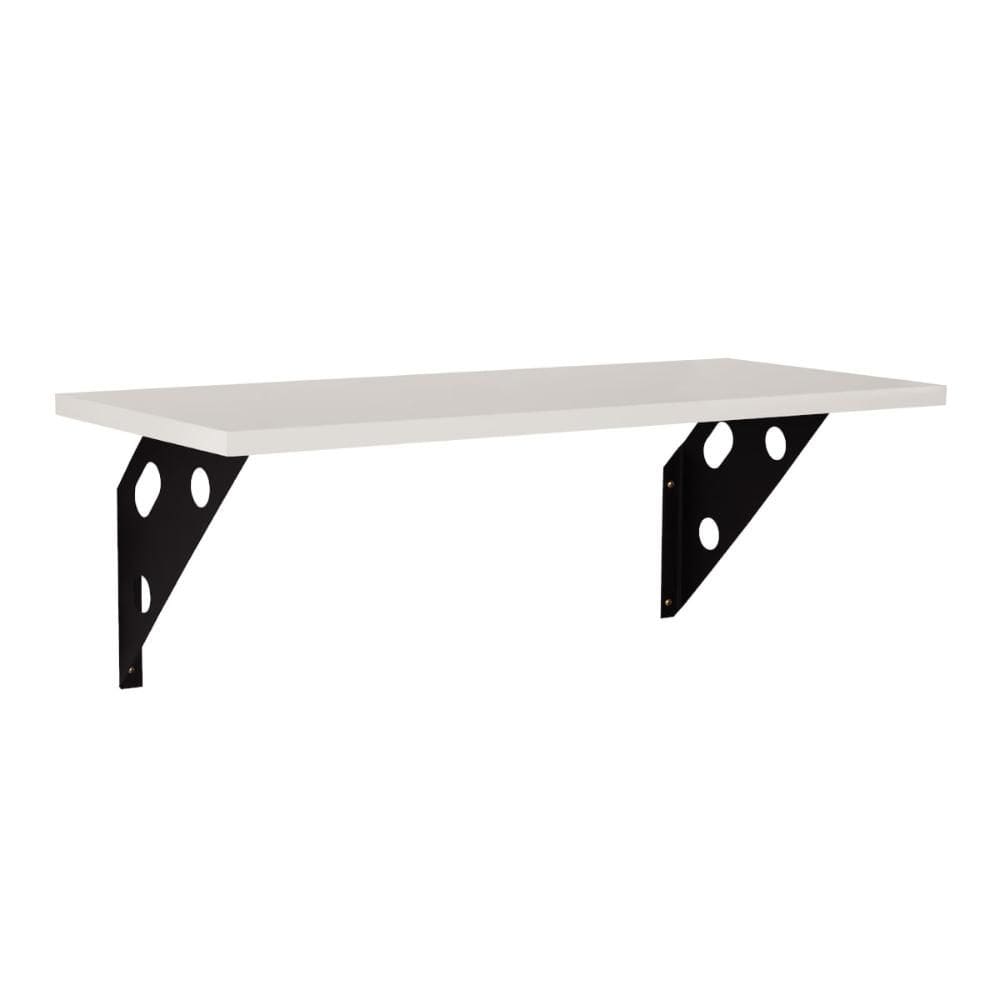 Prateleira em Madeira 90x25x1,5 cm com Suporte Metálico Preto Tramontina