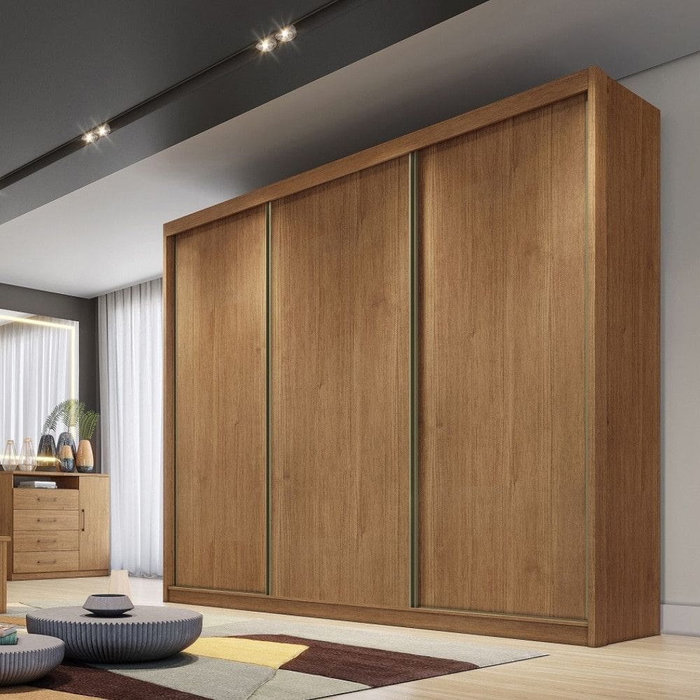 Guarda Roupa Casal em MDF 3 Portas de Correr Medelim Novo Horizonte