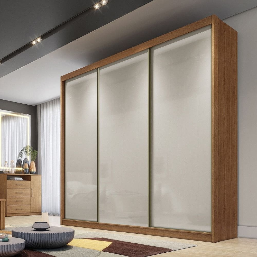 Guarda Roupa Casal em MDF 3 Portas de Correr Medelim Novo Horizonte