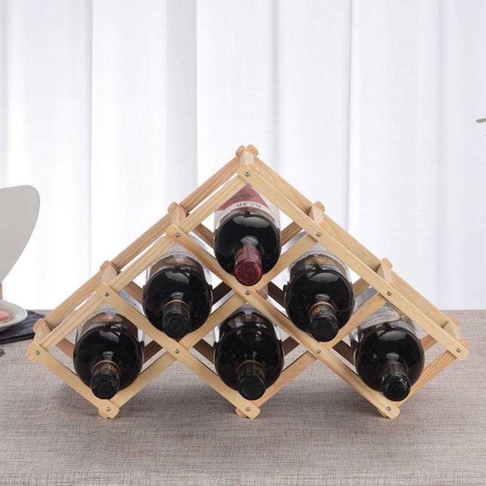 Adega Retratil Rack Vinhos Madeira Suporte Porta 6 Garrafas Bebidas Prateleira Mesa Bancada Dobravel Luxo Premium Vintag