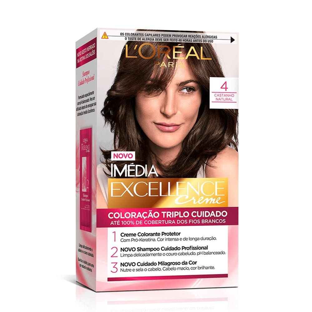 Tintura Creme Imédia Excellence L`oréal Castanho Natural 4
