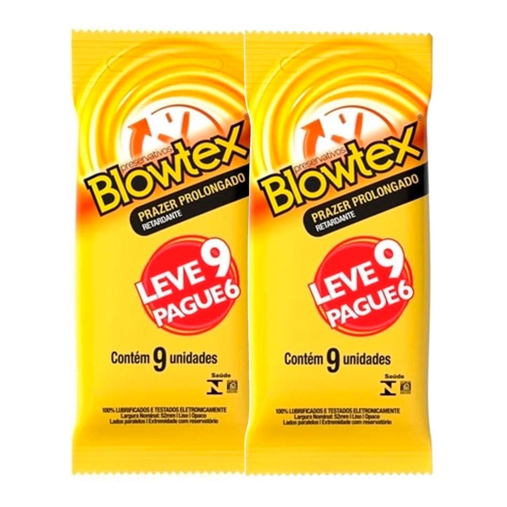 Kit 2 Preservativo Blowtex Prazer Prolongado Efeito 9 Unidades