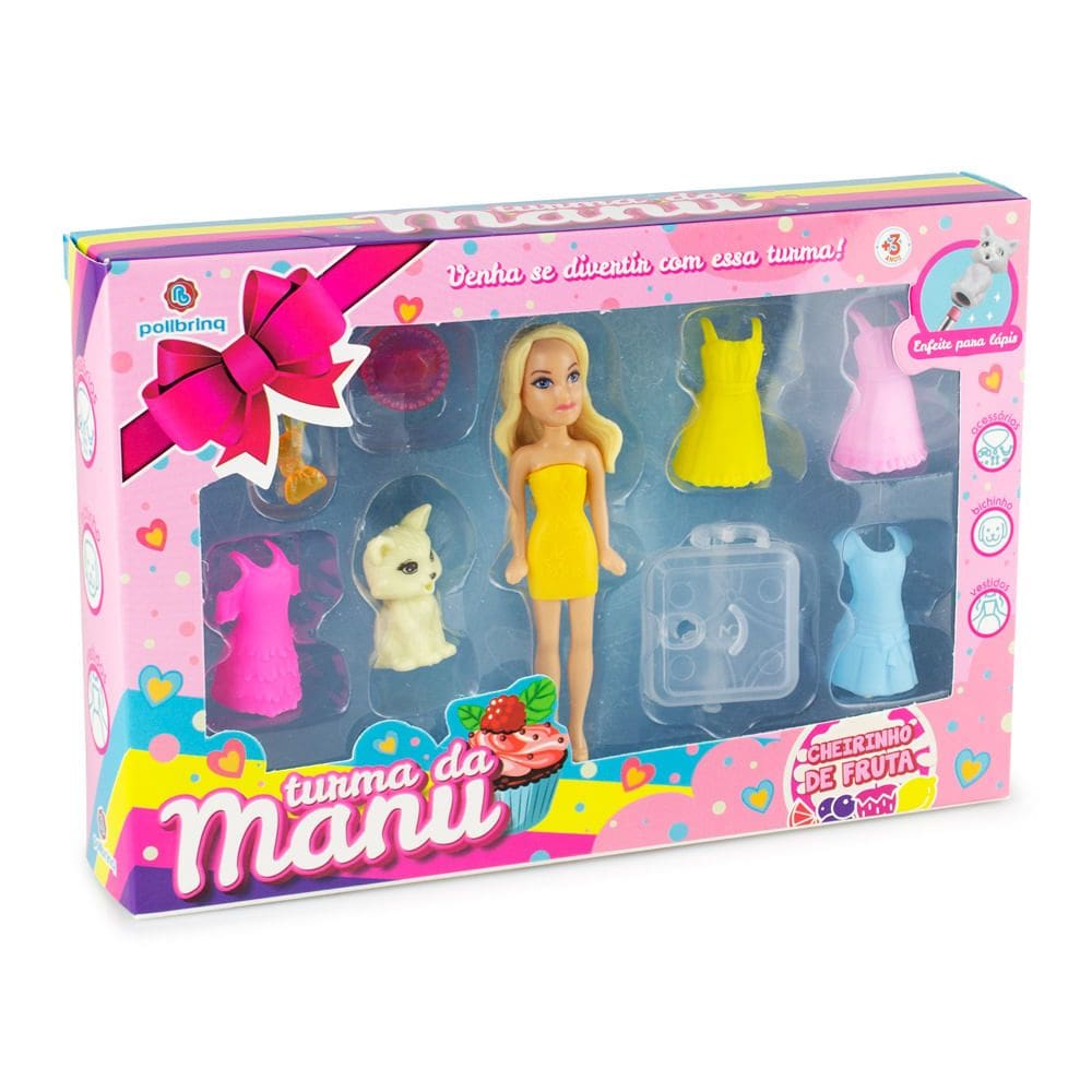 Mini Boneca Polibrinq Turma da Manu com Acessórios e Cheiro de Frutas
