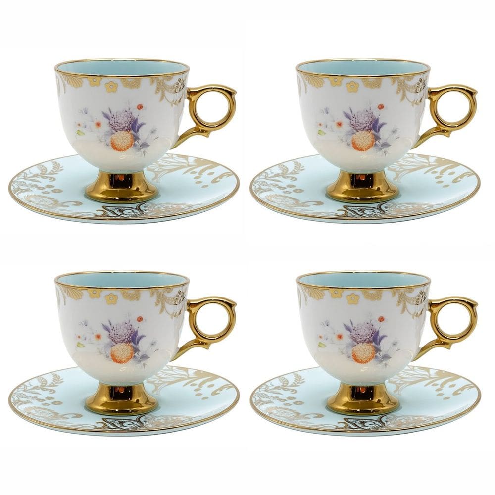 Jogo 4 Xícaras 90ml Café Azul New Bone Madeleine L´hermitge