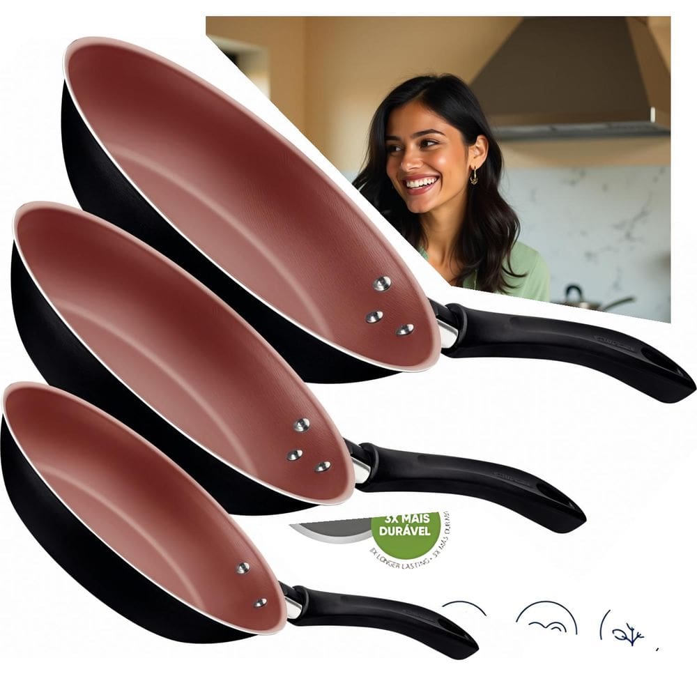 Jogo Frigideiras Tramontina  Linz 3 Peças Starflon Max Antiaderente 16cm 20cm 24cm Alumínio Poliéster Preto