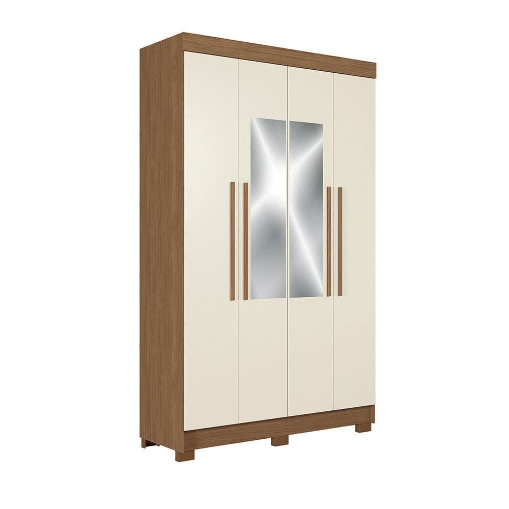 Guarda-Roupa Casal 4 Portas 2 Gavetas Com Espelho 130cm Sarandi Santos Andira