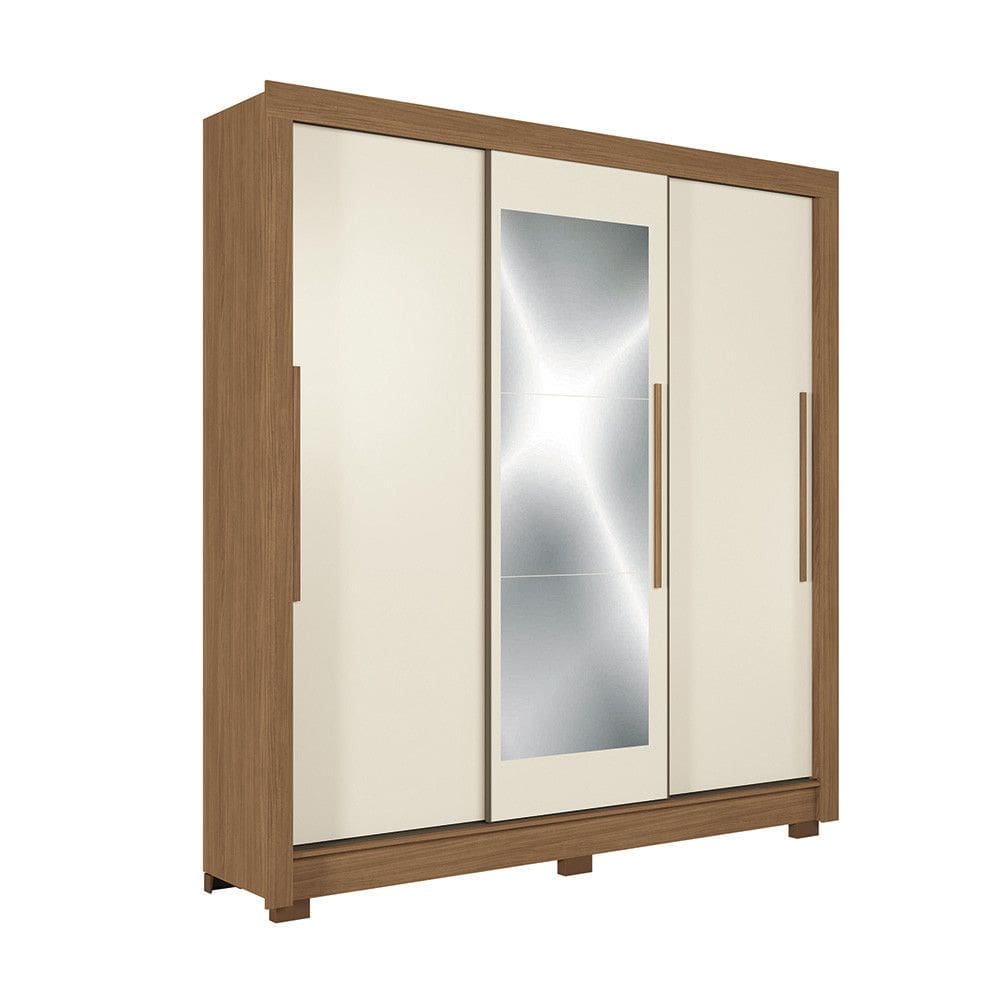 Guarda-Roupa Casal 3 Portas de Correr 9 Gavetas Com Espelho 204cm Maringa Santos Andira