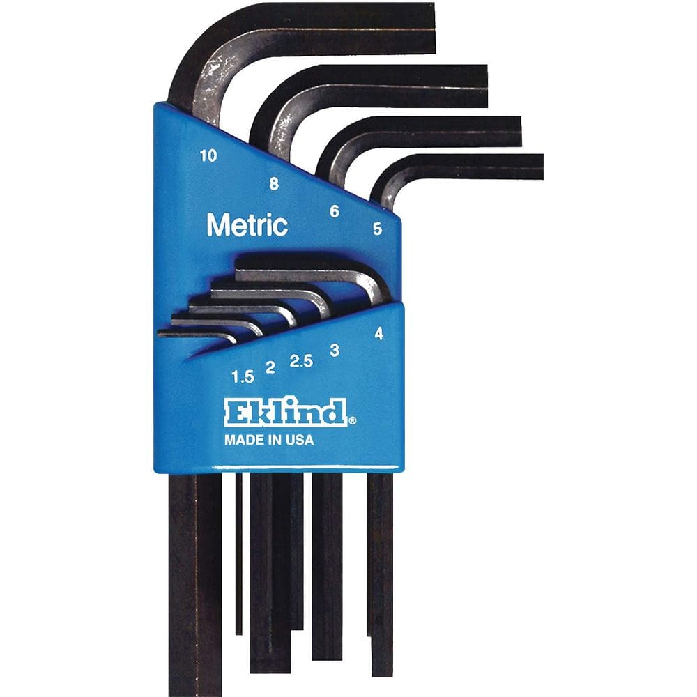 Conjunto de chaves Eklind Tool 10509 Hex L, 9 peças métricas de 1,5 a 10 mm
