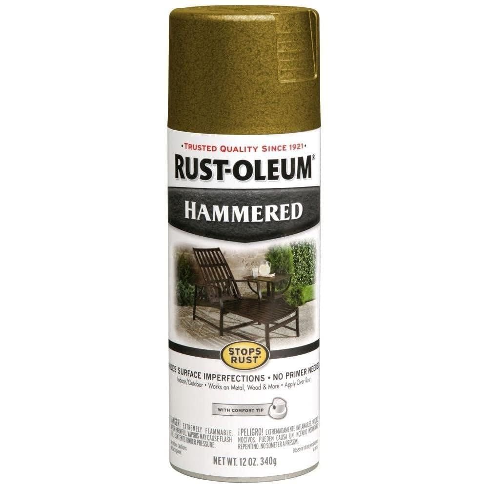 Tinta spray Rust-Oleum interrompe a ferrugem martelada dourada 350 ml