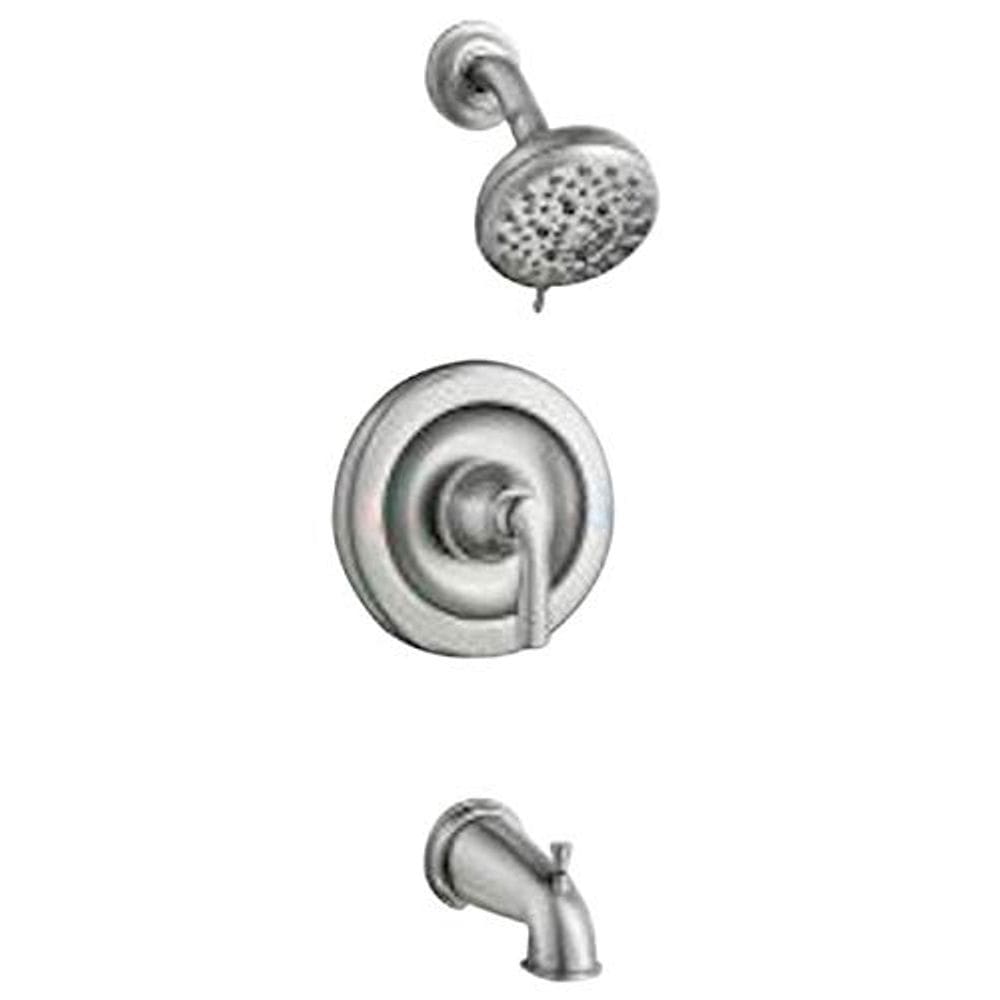 Banheira/chuveiro de torneira Moen Hilliard Spot Resist em níquel escovado