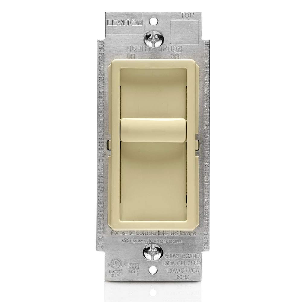 Interruptor de intensidade Leviton SureSlide 6672-1LI para lâmpadas LED Ivory