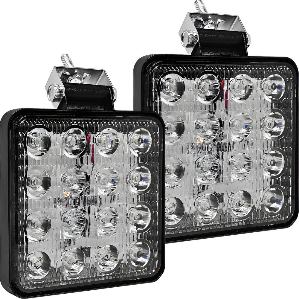 2x Farol De Milha 16 Leds 42w 12v/24v Quadrado Offroad 6000k Branco
