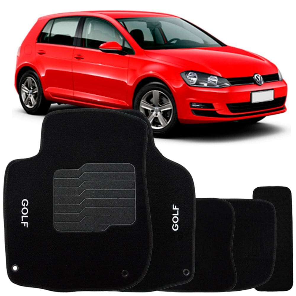 Tapete Carpete Golf 2014 à 2018 Logo Bordado Jogo 5 Peças Personalizado Automotivo