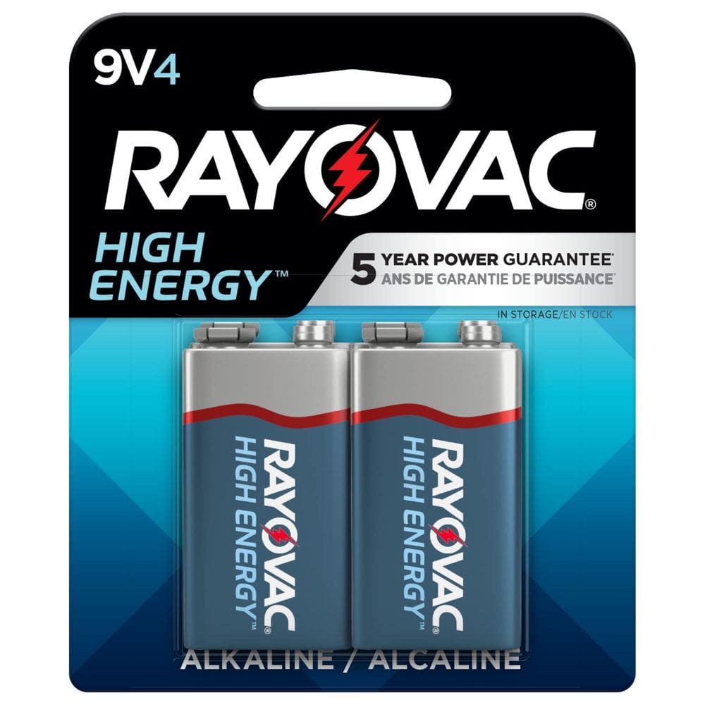Bateria Rayovac High Energy 9V alcalina, pacote com 4