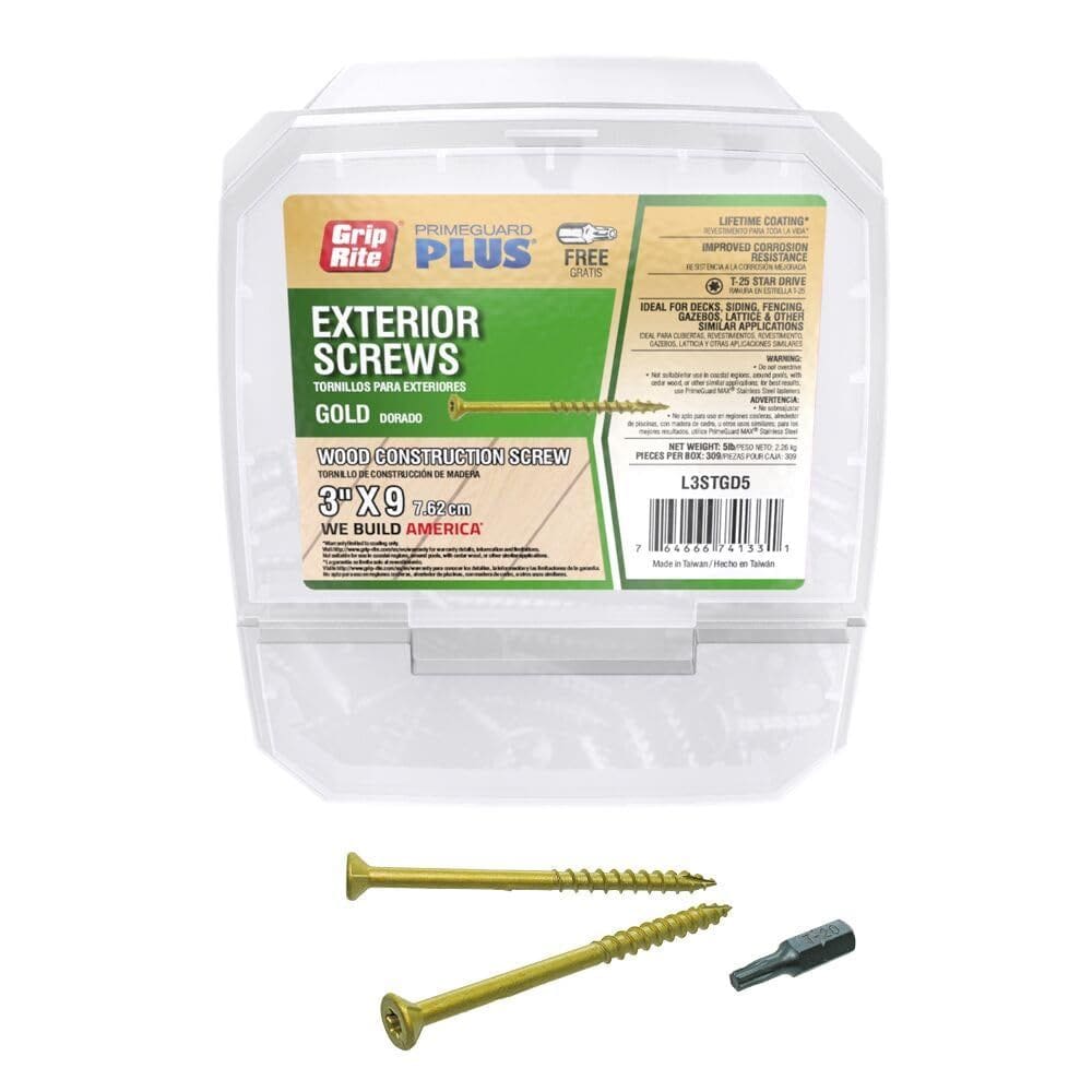 Deck de madeira Screw Grip-Rite L3STGD5 #9x7 ,6 cm, dourado, 2,26 kg