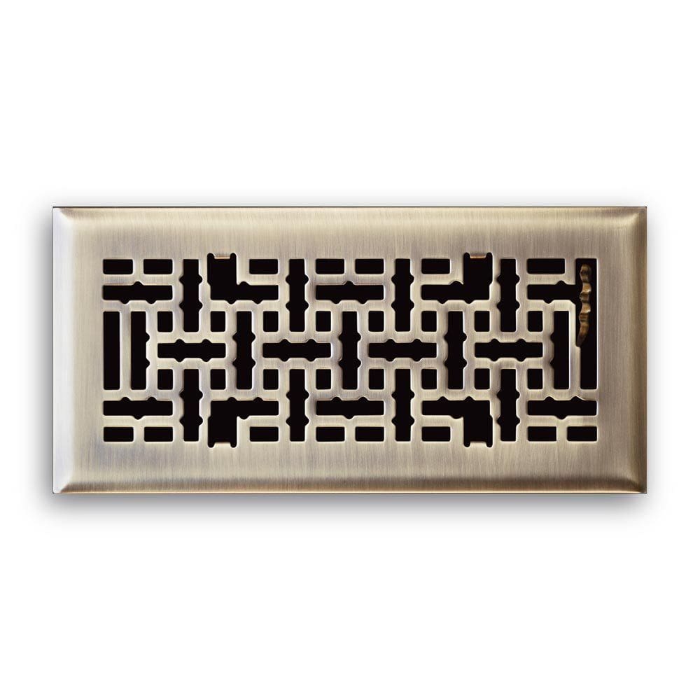 Grelha de chão Truaire C167-MAB 10x4 polegadas com acabamento em latão antigo