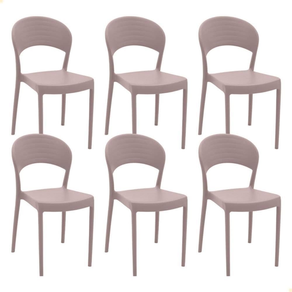 Kit 6 Cadeiras Tramontina Sissi Em Polipropileno e Fibra De Vidro Fechada Camurça 92046421