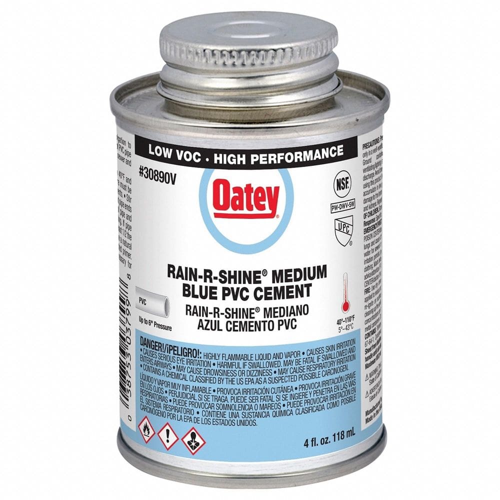 Cimento de PVC azul médio Adesivo Oatey Rain-R-Shine 118 ml