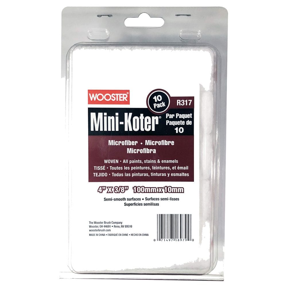 Rolo de pintura Wooster Mini-Koter R317, pacote com 10 unidades de microfibra de 4 polegadas
