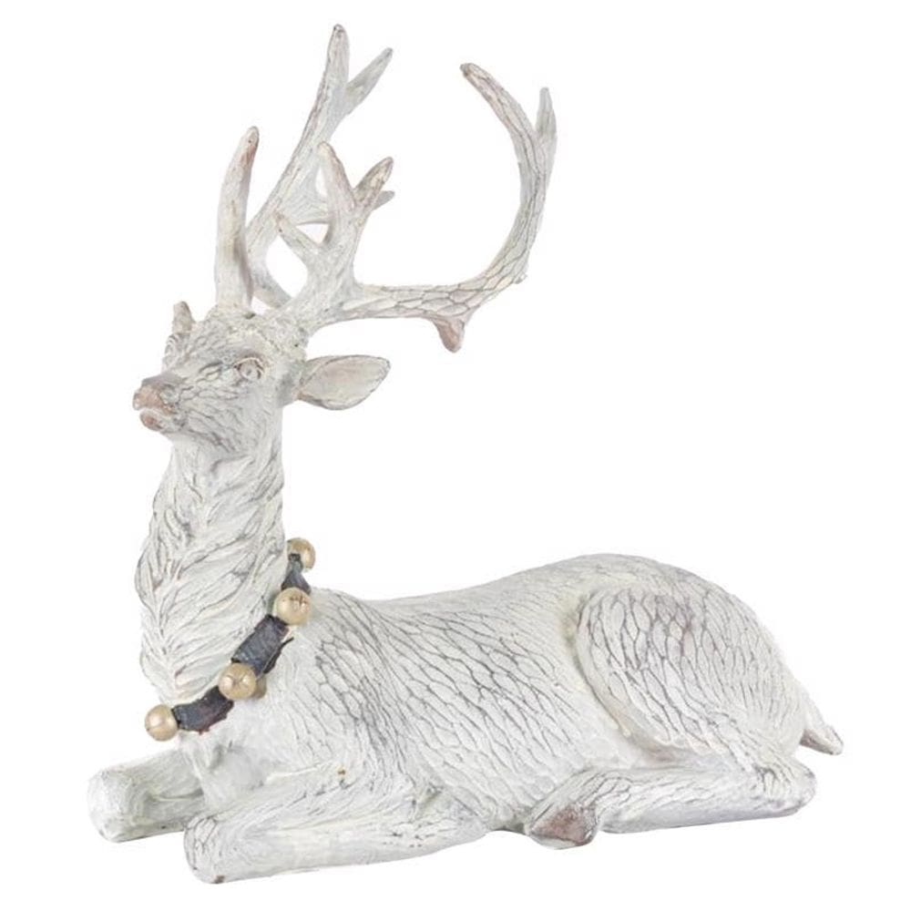 Estatueta Gerson 2658410ah-b White Laying Deer 7x18 cm Pacote 8