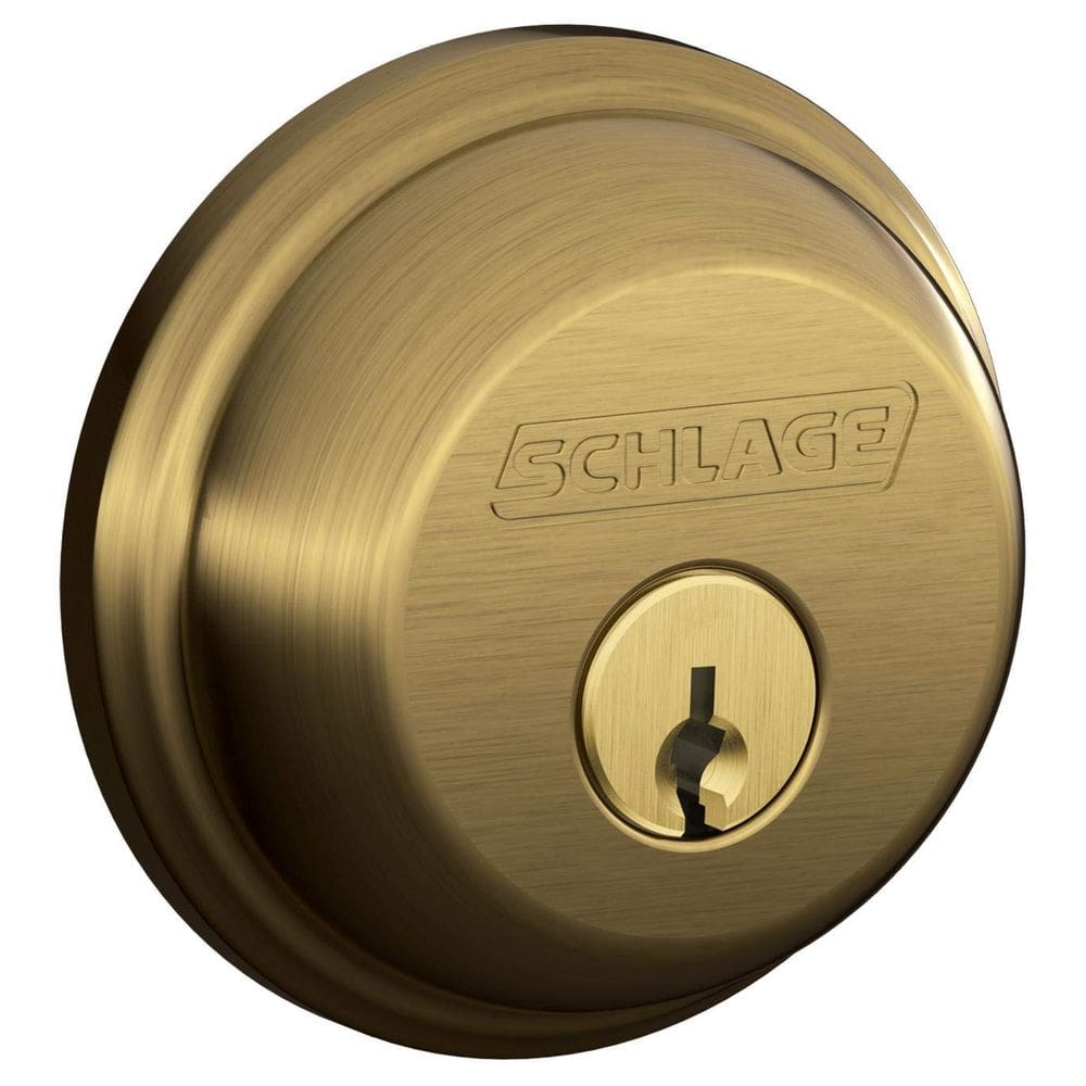 Fechadura Schlage B60NV609 de cilindro único Deadbolt em latão antigo