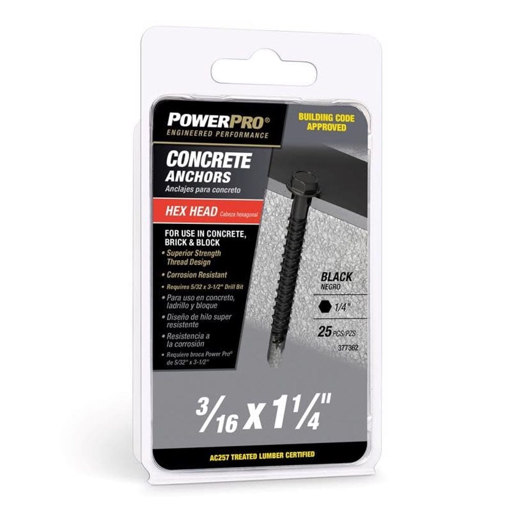 Âncora de parafuso de concreto Hillman Power Pro 3/16” x 3,2 cm 25 unidades