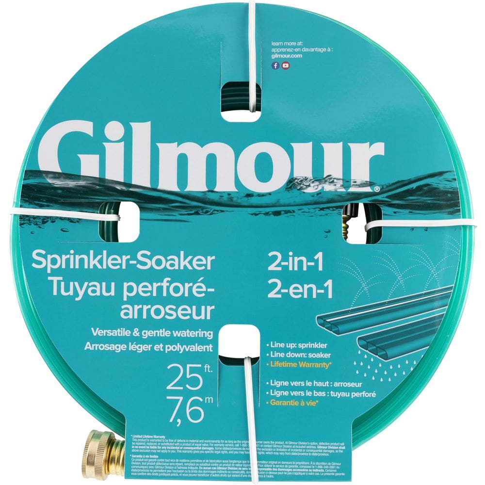 Manguera de Riego Gilmour 2 en 1 con Aspersor y Empapador 7.6 m