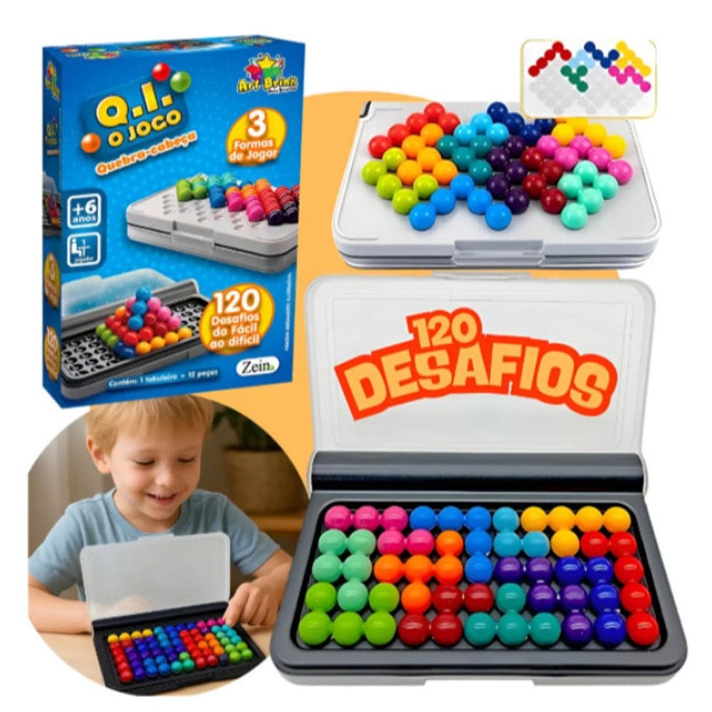 Quebra Cabeça 120 Desafios Brinquedo Educativo de Aumento Intelectual Qi Portátil Mini Gênio de Bolso