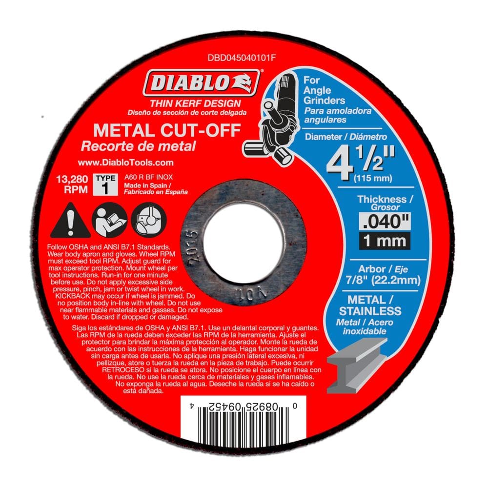 Disco de corte de metal Diablo 11,5 cm de diâmetro e 1 mm de espessura
