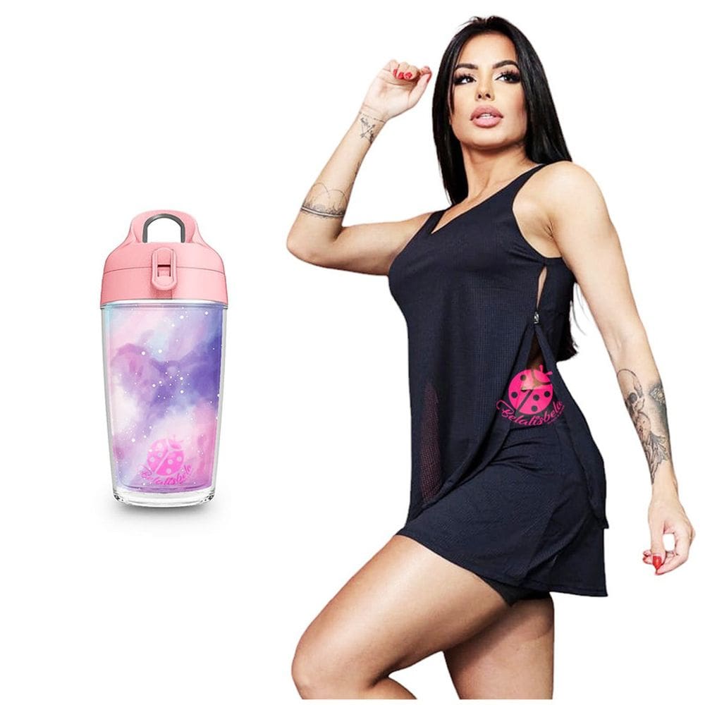 Kit Regata Pontilhada Fitness E Garrafa Squezee